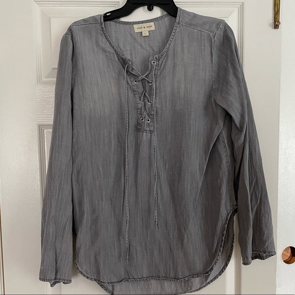 Grey chambray top